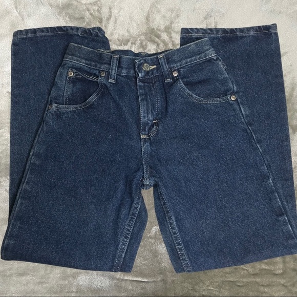 Wrangler Medium Dark Straight Leg Jeans Adjustable Waist Size 12 Slim - Picture 4 of 9